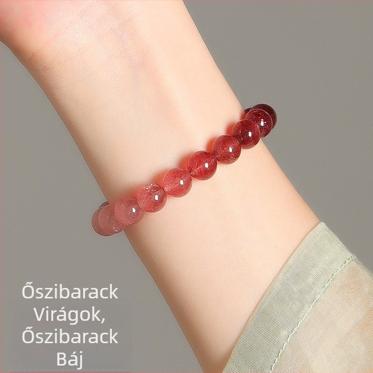Rózsaszín eperkvarc karkötő nőknek, imitált természetes kristály ékszer, finom könnyed luxus