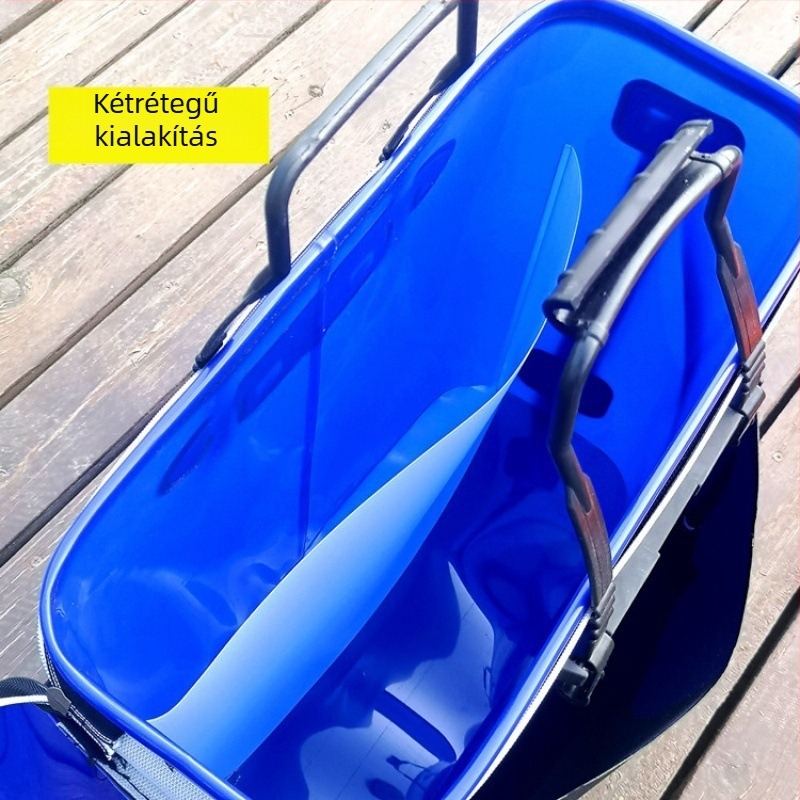 Integrált horgász doboz és élőhalas vödör, vízálló EVA anyagból, vastag falú összecsukható vödör