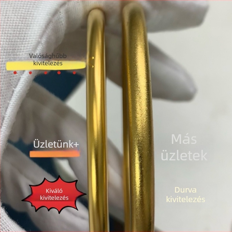 Női 4 mm vastag karperec, 24K aranyozott, tömör, vintage stílus, három arany tónusú felület, vákuumos elektroplatálás