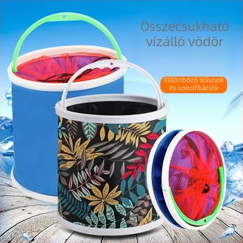 Összecsukható horgász-kád kötéllel és ugrás elleni hálóval — élőhalas tartály, többfunkciós horgászfelszerelés
