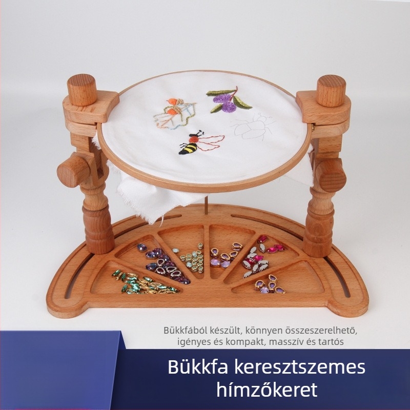 Félholdas francia hímzőkeret, keresztszemes és Suzhou hímzéshez