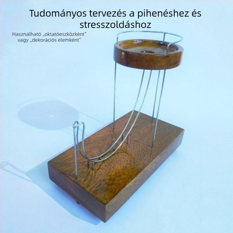 Fából készült örökmozgásos mechanika körkörös mozgást bemutató dísz, stresszoldó játék