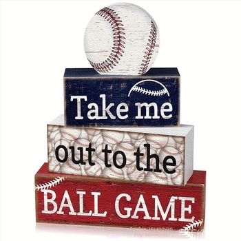 Amerikai retro baseball – fa dekoratív asztali tábla sportos stílusban, baseball-rajongók gyűjteményéhez, ajándék
