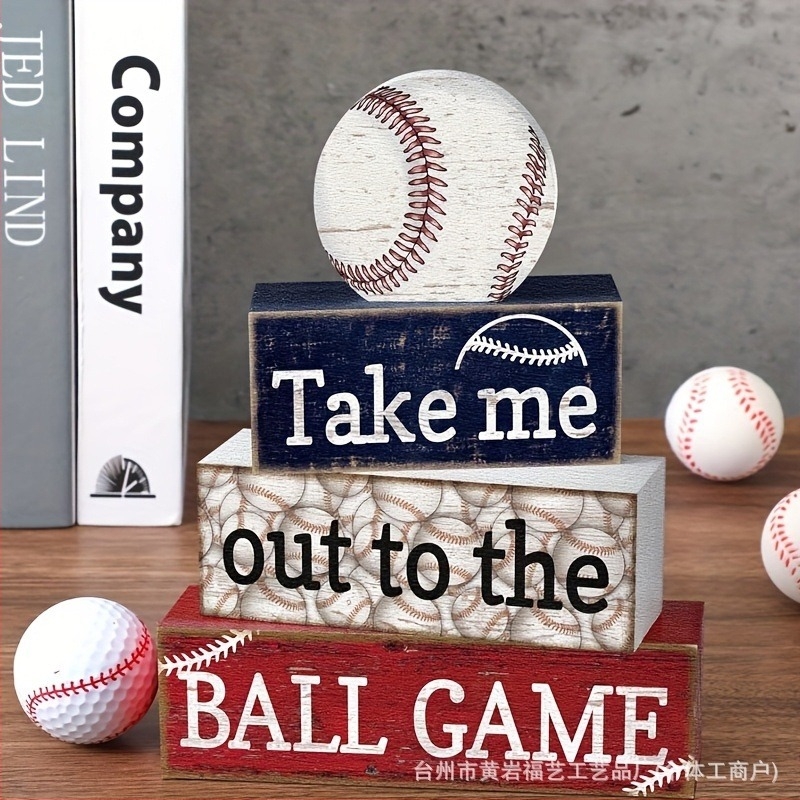 Amerikai retro baseball – fa dekoratív asztali tábla sportos stílusban, baseball-rajongók gyűjteményéhez, ajándék