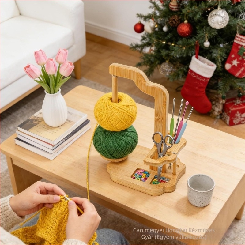 Fából készült horgolótűtartó DIY gyöngyök tárolóval, többfunkciós, különleges alakú fonal szervező