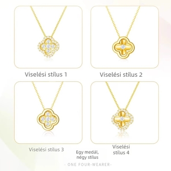 Női négylevelű lóhere nyaklánc, elegáns kulcscsont alatti lánccal, kifinomult dizájn