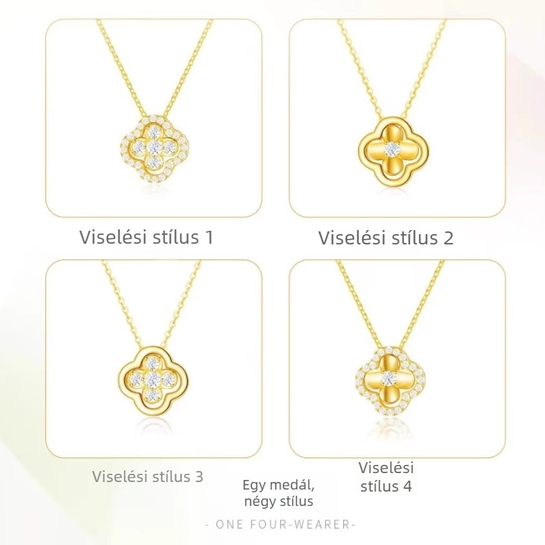 Női négylevelű lóhere nyaklánc, elegáns kulcscsont alatti lánccal, kifinomult dizájn