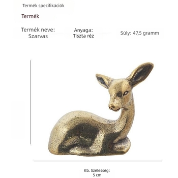 Sárgaréz szarvas figura – fekvő asztali dekoráció