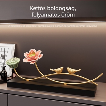 Új kínai stílusú lótusz virág dekoráció bejárathoz, nappalihoz, TV-szekrényhez és irodához – Zen ihletésű dizájn