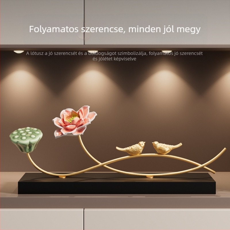 Új kínai stílusú lótusz virág dekoráció bejárathoz, nappalihoz, TV-szekrényhez és irodához – Zen ihletésű dizájn