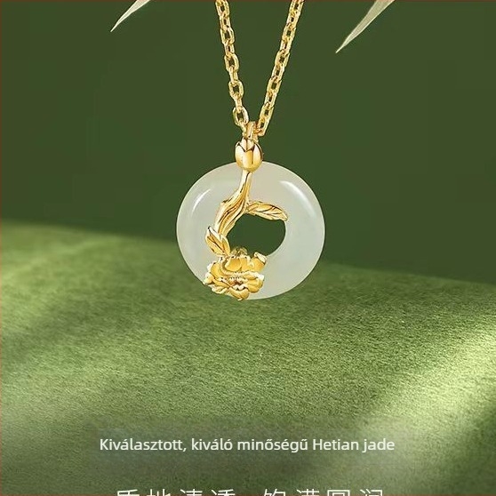 Női réz nyaklánc virágmedállal, keresztezett lánccal, állítható hosszúságú 41–50 cm