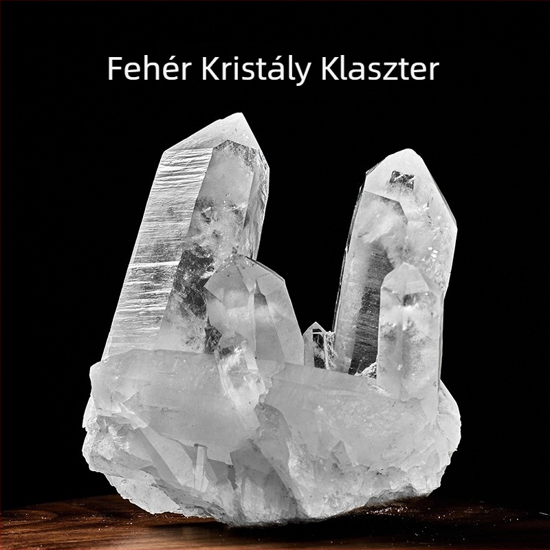 Természetes fehér kristálycsoport - energetikai kő tisztításhoz, asztali Feng Shui dísz