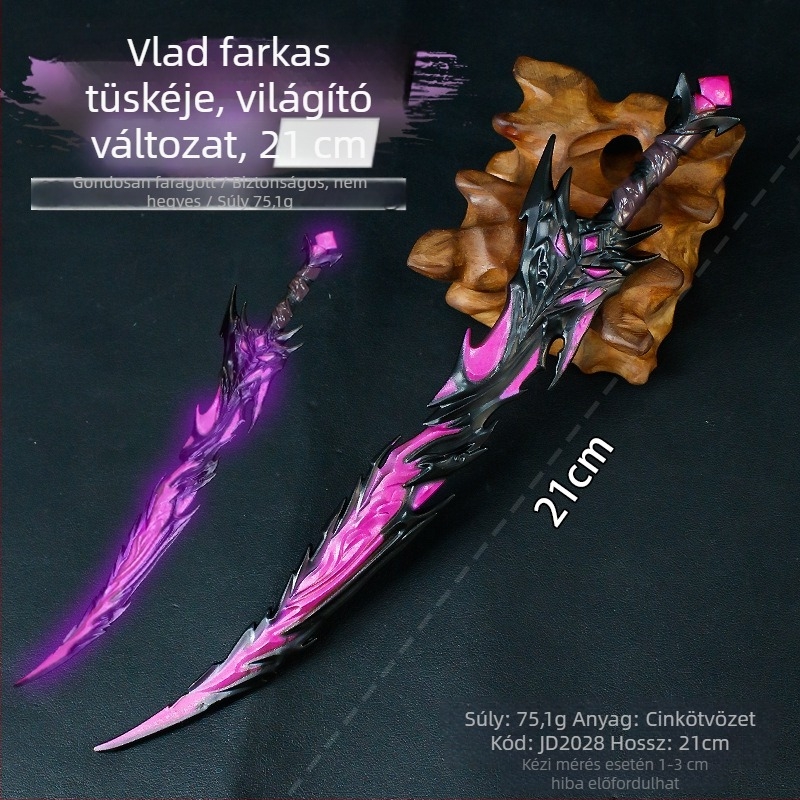 21 cm Vlad farktüske – világító ötvözet harci fegyver modellje asztali dísz