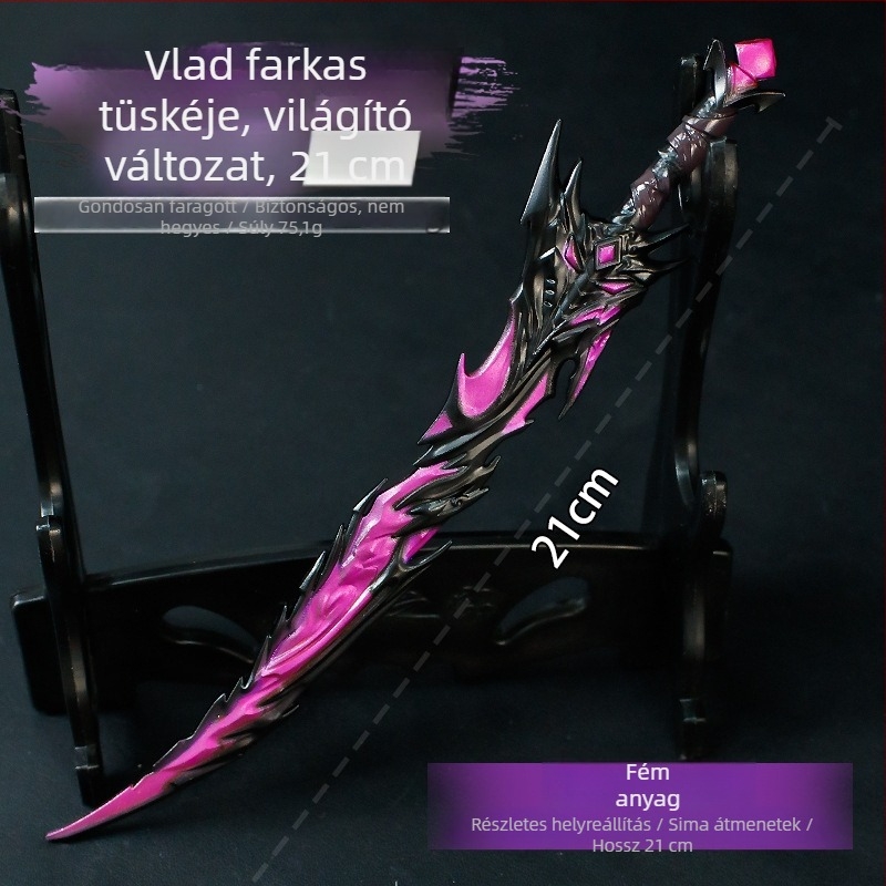 21 cm Vlad farktüske – világító ötvözet harci fegyver modellje asztali dísz