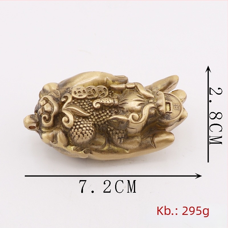 Sárgaréz Pixiu amulett a vagyont vonzásáért — asztali dísz otthonra és irodába