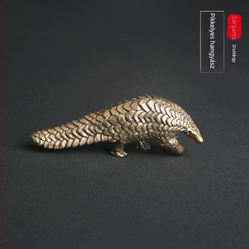 Sárgaréz pangolin – asztali dísz, retro bronz faragott Tea Pet, gyűjteményes bronz dekoráció