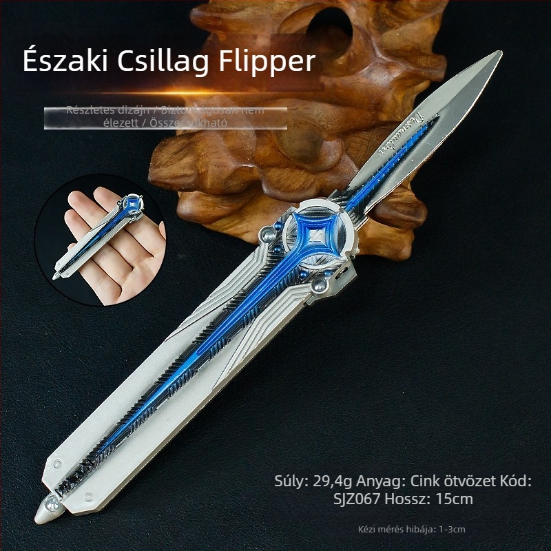 Delta Toys 15 cm egyirányú ugró North Star kés fegyver modell játék, fém kivitelezés