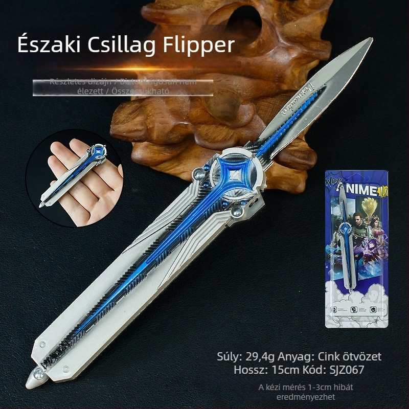 Delta Toys 15 cm egyirányú ugró North Star kés fegyver modell játék, fém kivitelezés