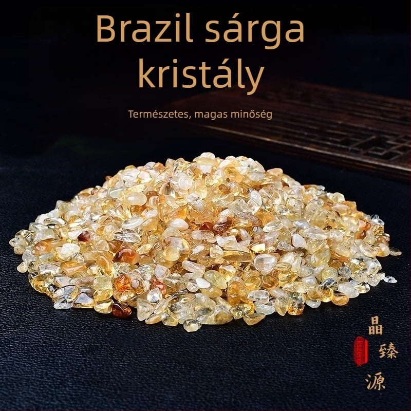 Természetes braziliai sárga citrin kristálygránul, apró kristályszemcsék, nem porózus demagnetizáló kő, dekoratív dísz