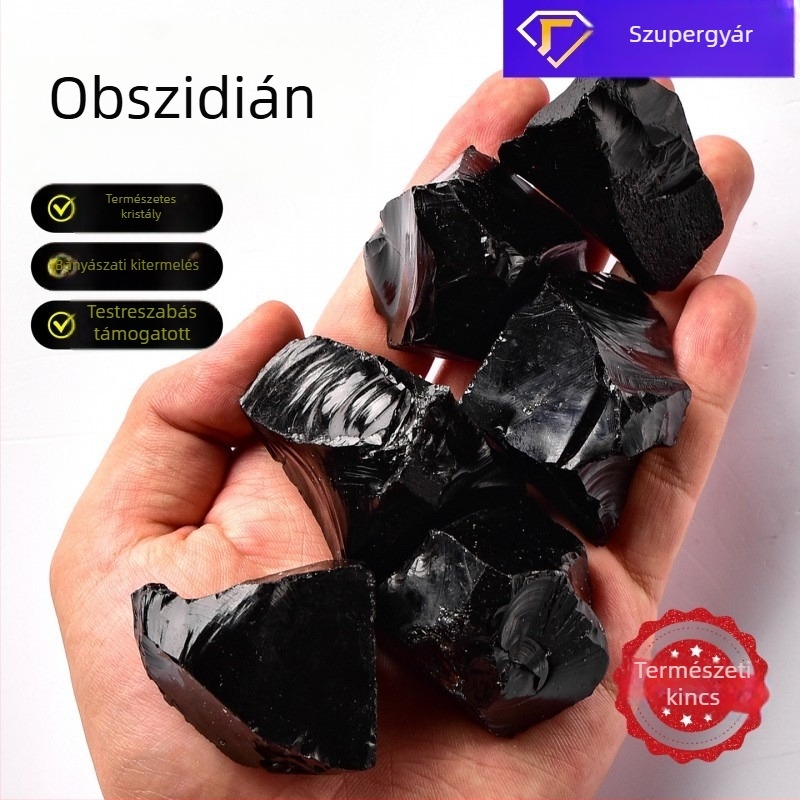 Természetes obszidián ásványi példány, kristály nyers kő aromaterápiás diffúzorhoz, demagnetizáló kő, kristály dekoráció