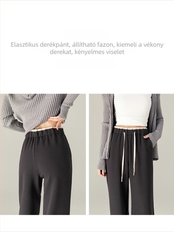 Xingge acetát-tencel női sportnadrág, magas derék, egyenes szabás, laza, széles szárú