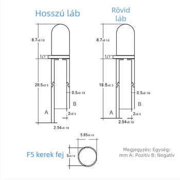 5 mm-es sárga LED jelzőfény, ultra fényes, lyukon keresztüli szereléshez