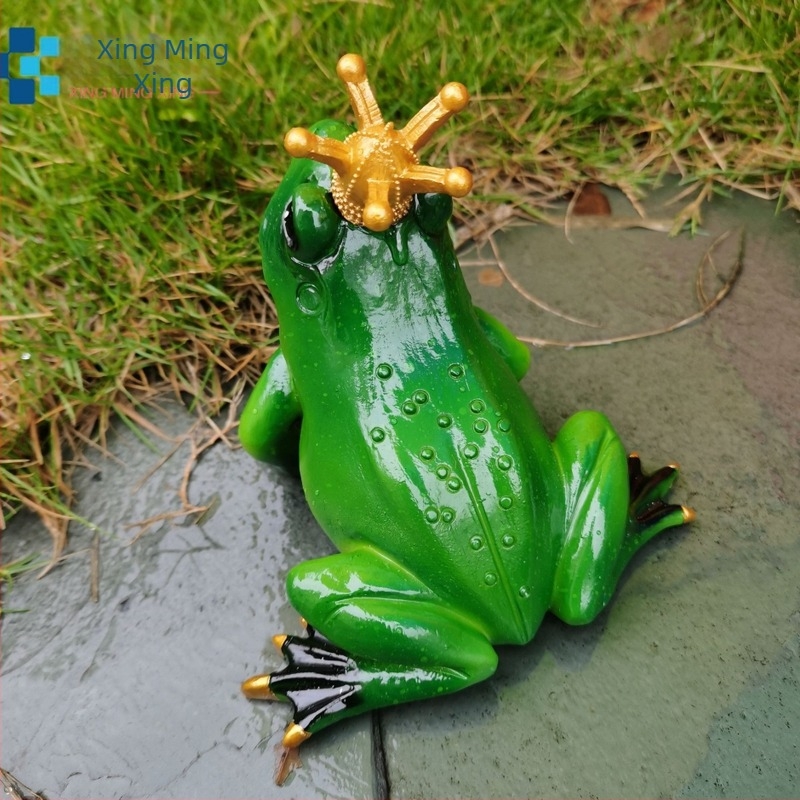 Új gyanta Béka hercegnő figura otthonra, kertbe és dolgozószobába – rajzfilmszerű dísz
