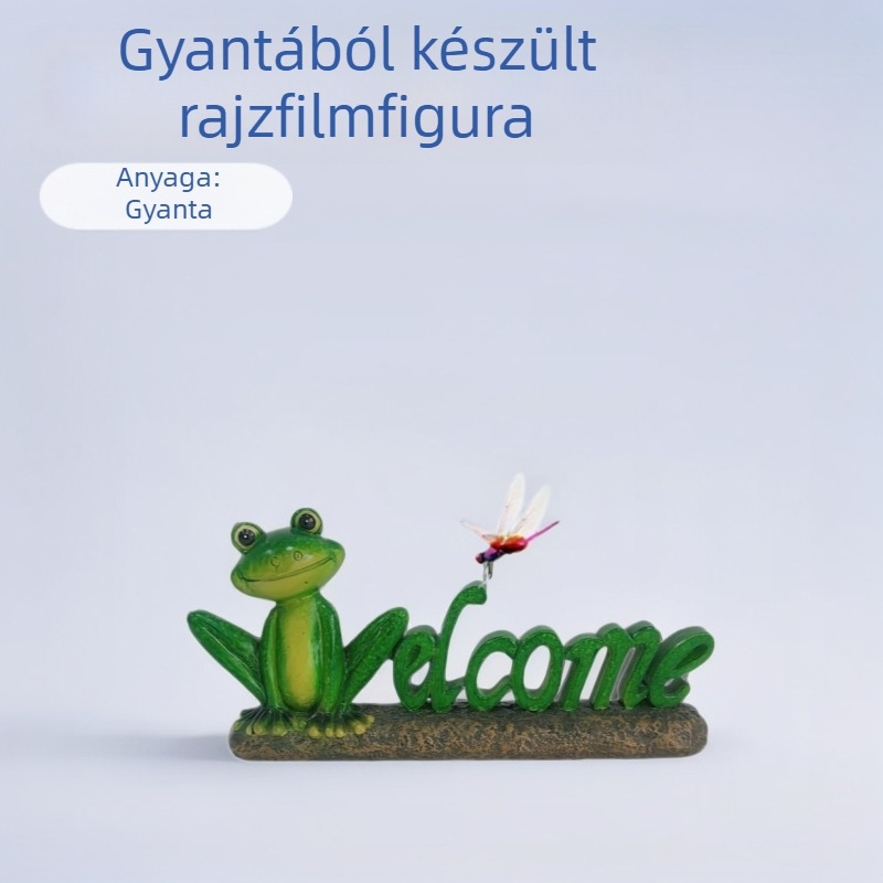 Kézzel készített gyanta béka figura, rajzfilmszerű Zen pózzal, kert- és otthoni dekoráció