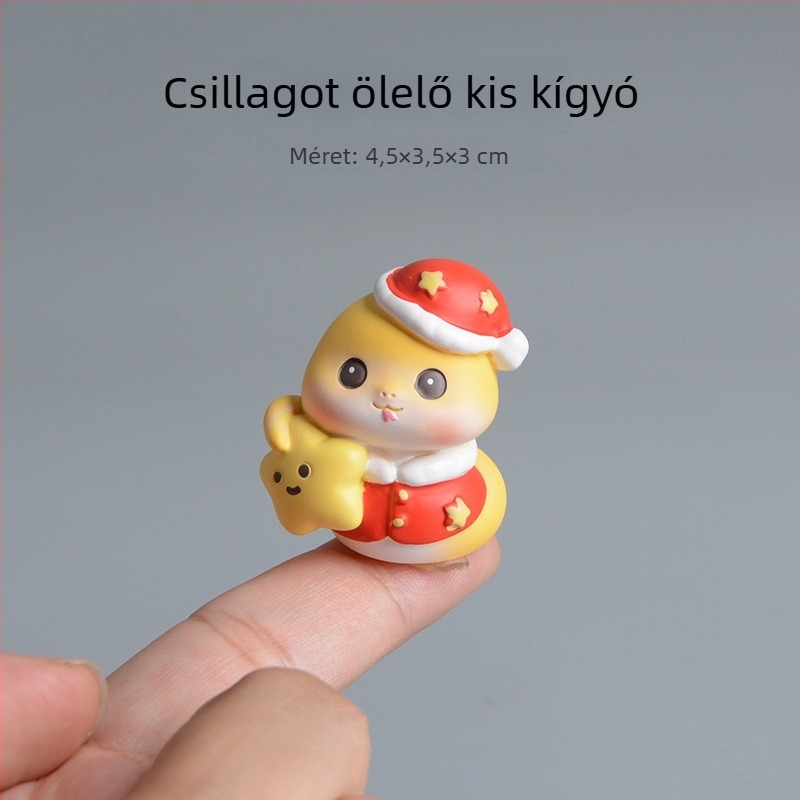 Kígyó Évének Kabala – Aranyos rajzfilmszerű kígyó gyanta dísz, asztali és autós dekoráció, Újévi ajándék