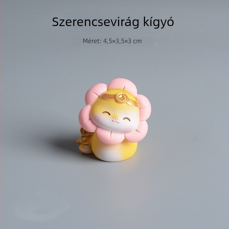 Kígyó Évének Kabala – Aranyos rajzfilmszerű kígyó gyanta dísz, asztali és autós dekoráció, Újévi ajándék