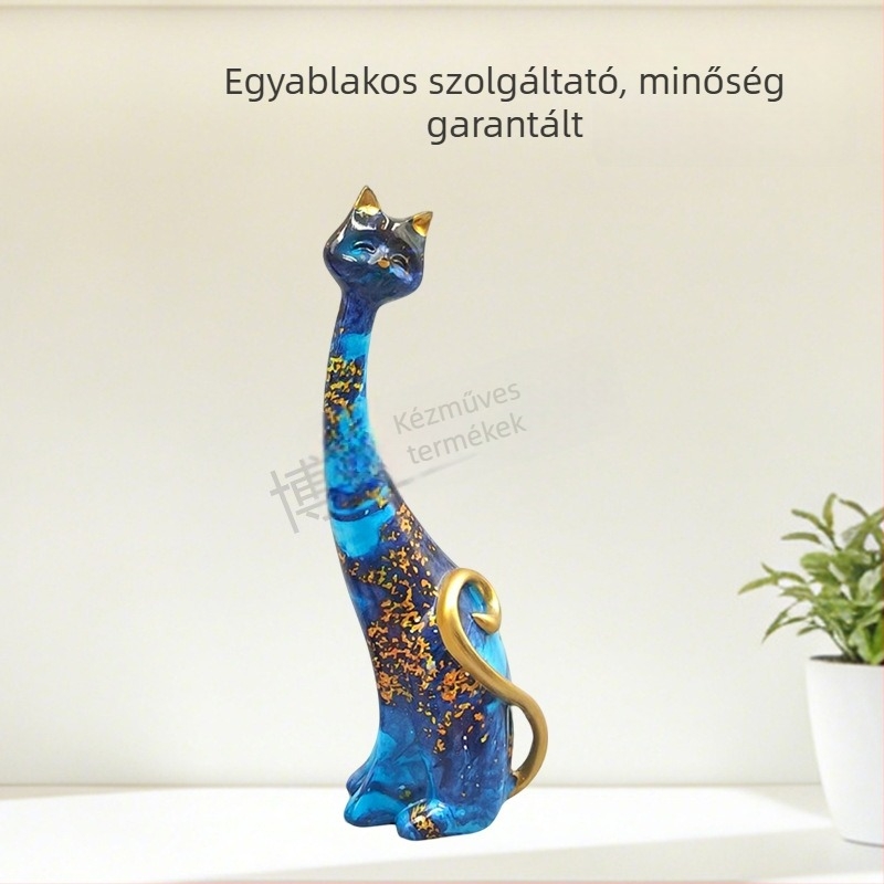 Vízátviteles macska – rezin dísztárgy otthoni dekorációhoz