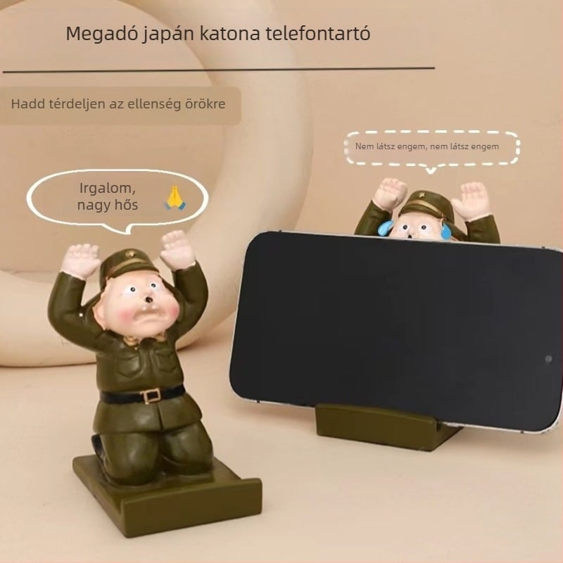 Japán katona telefonállvány — hordozható asztali tabletatartó, multifunkcionális dekoratív állvány