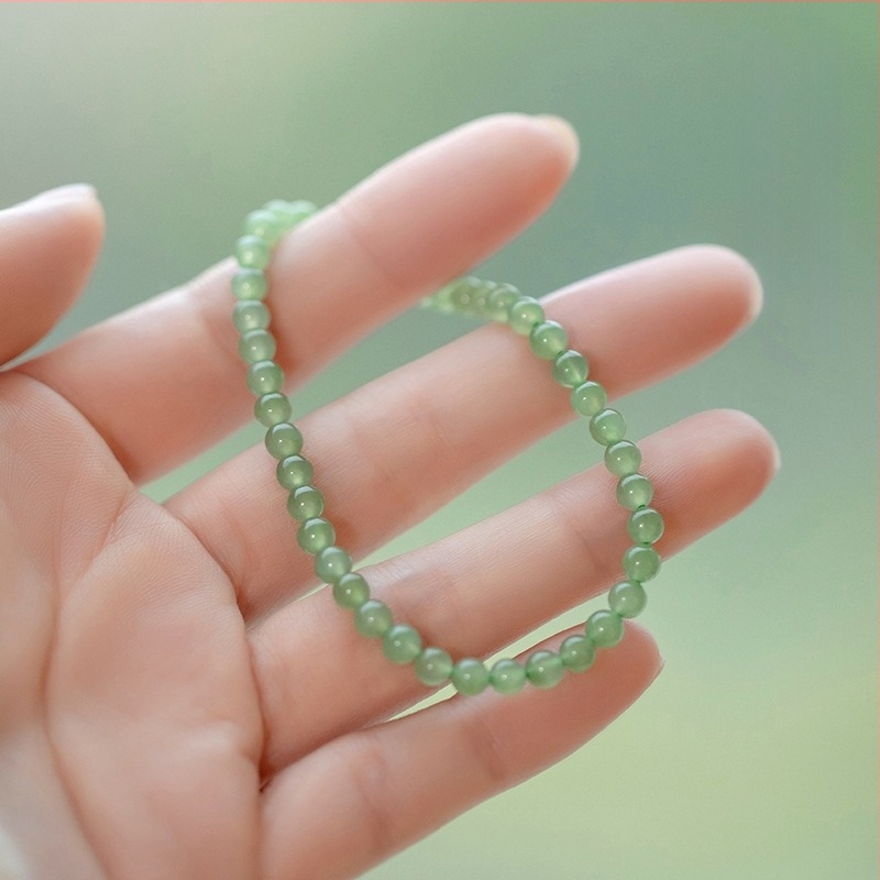 Női természetes Hetian jade karkötő, zöld jade gyöngyökkel, apró millet gyöngyökkel, egyedi dizájn