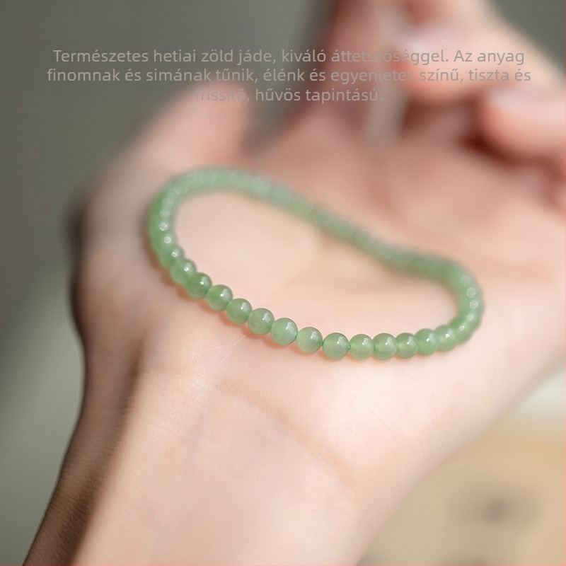 Női természetes Hetian jade karkötő, zöld jade gyöngyökkel, apró millet gyöngyökkel, egyedi dizájn