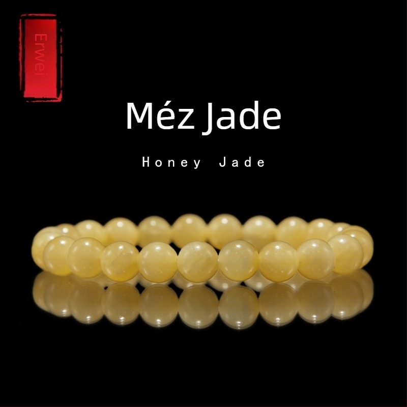 Beeswax Jade karkötő – természetes, uniszex, 8/10 mm gömb alakú gyöngyök, geometrikus dizájn