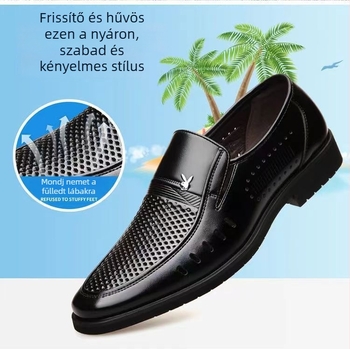 Férfi bőrszandálok, lélegzőek, puha talpú, alacsony profilú, mindennapi lábbeli