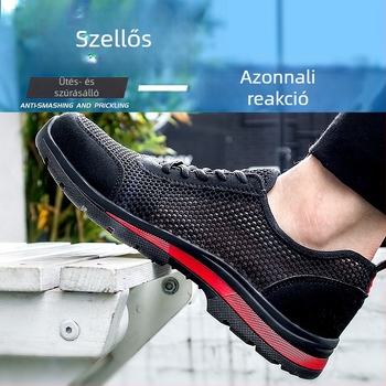 Férfi munkavédelmi cipő, ütésálló és átszúrás elleni védelemmel, lélegző, könnyű munkacipő építkezéshez