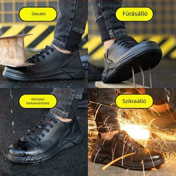 Férfi munkavédelmi cipő: légáteresztő, ütés- és átszúrásálló, szagtalan, kopásálló, acél orral, nyárra