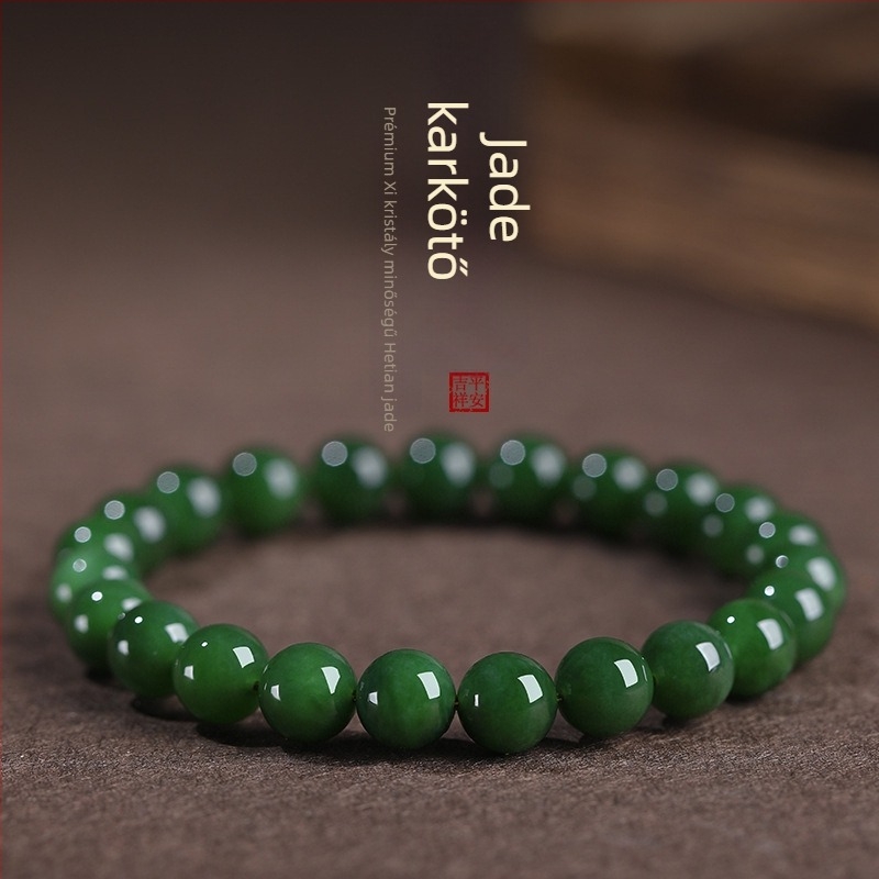 Hetian jade karkötő gyöngyökkel, uniszex, eredeti dizájn, szőtt