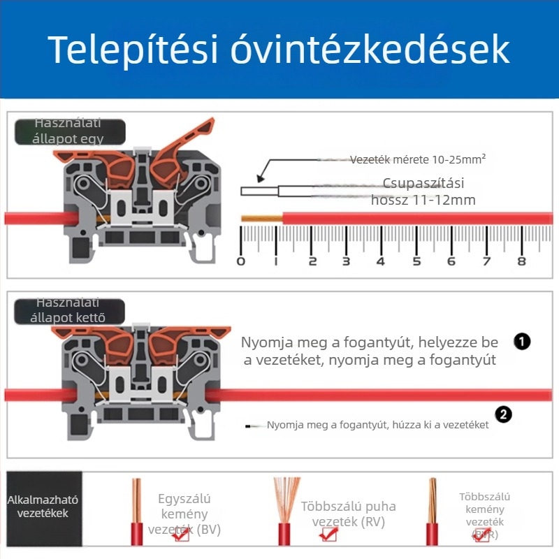 LT-25 Ultra‑magas áramú, nagy négyszögletes sín terminál, gyorscsatlakozás, 75A
