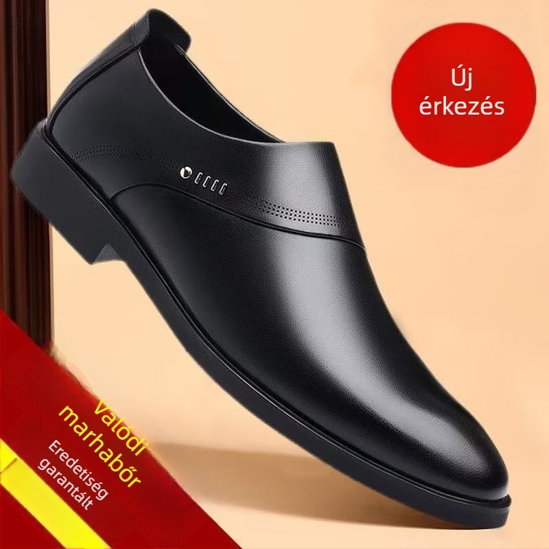 Férfi bőrcipő üzleti-casual stílushoz, teljes marhabőr, puha gumitalp