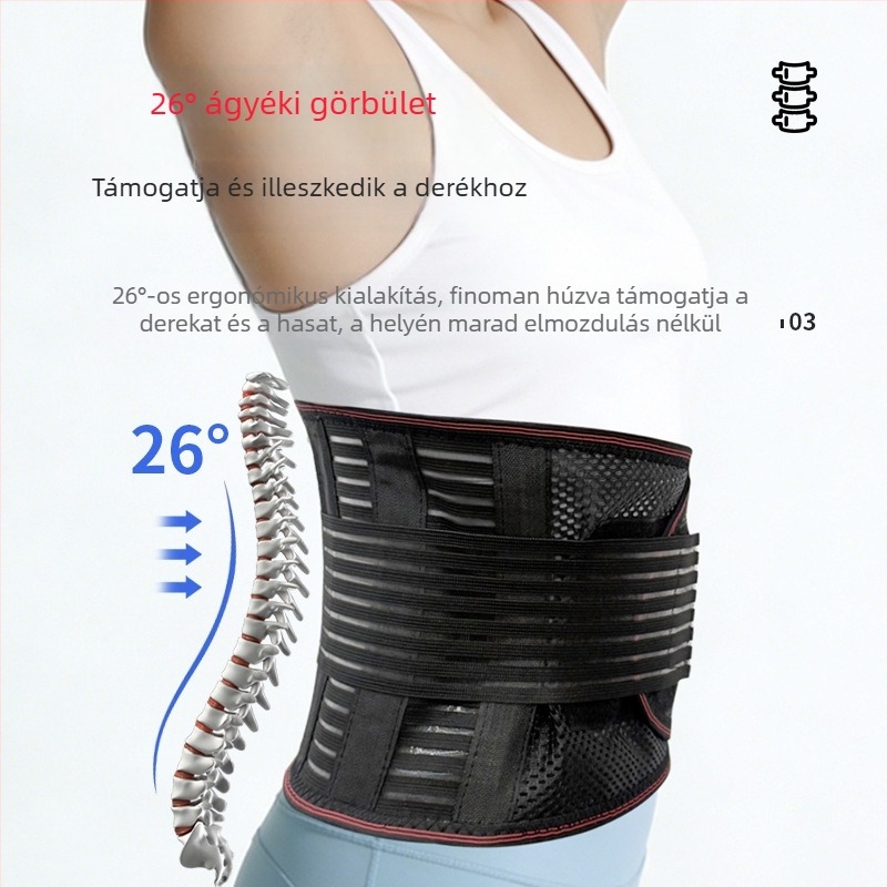 Nyáron is lélegző deréköv acéllemez-támogatással, hosszú ülésekhez tervezett deréktámasz, amely nem szorít és kényelmesen illeszkedik a gerincre.