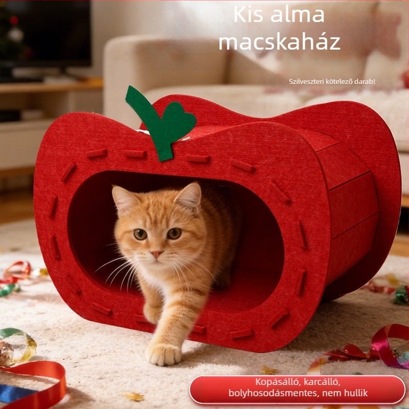 Filc piros alma macskaodú, nagy alagút macskaház minden évszakra, macskajáték