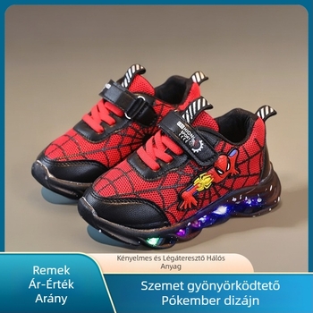 Világító gyerek sportcipő, uniszex, Velcro tépőzáras