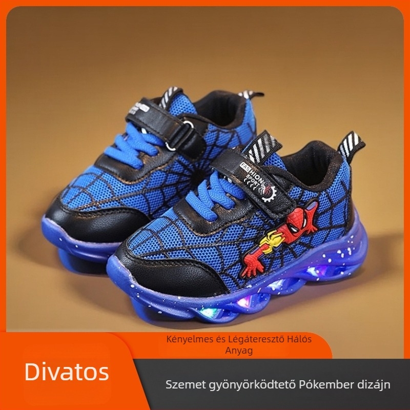 Világító gyerek sportcipő, uniszex, Velcro tépőzáras