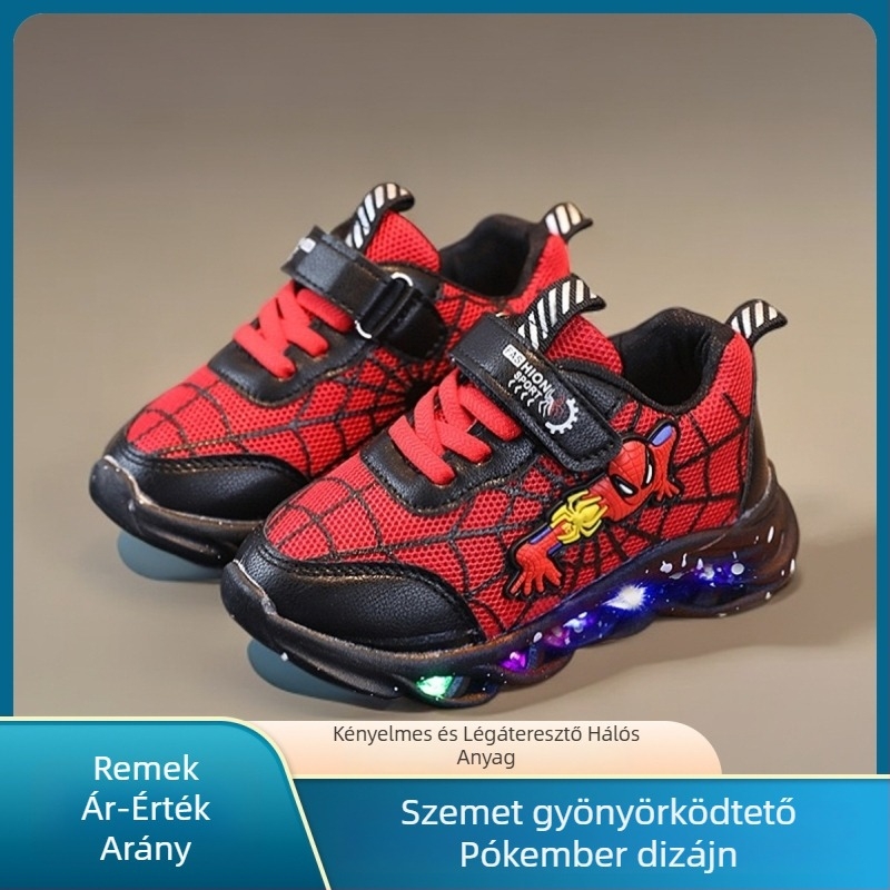 Világító gyerek sportcipő, uniszex, Velcro tépőzáras
