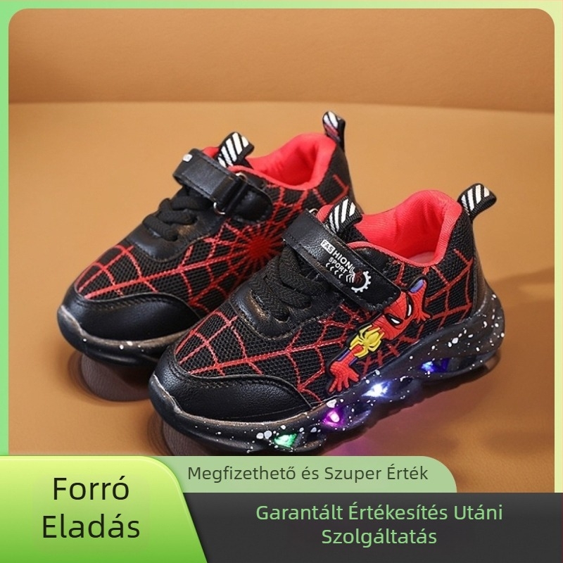 Világító gyerek sportcipő, uniszex, Velcro tépőzáras