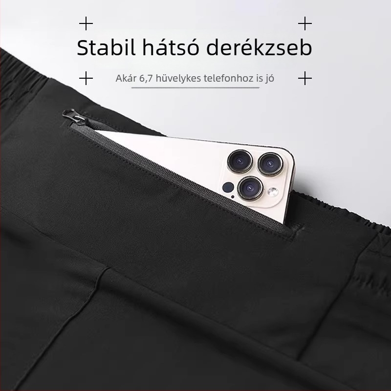 Férfi futóshort 3/4 hosszúságú, gyorsan száradó anyag, nyári edzés szett