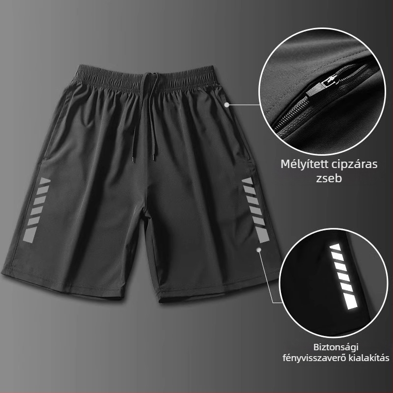 Férfi futóshort 3/4 hosszúságú, gyorsan száradó anyag, nyári edzés szett