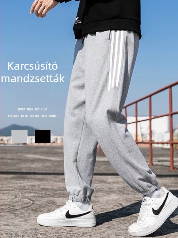 Férfi sportnadrágok tavasz–ősz 2022, bő fazon, cropped jogger, mindennapi viselet